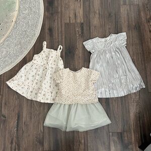Set of Three Baby Dresses in Cream and Silver